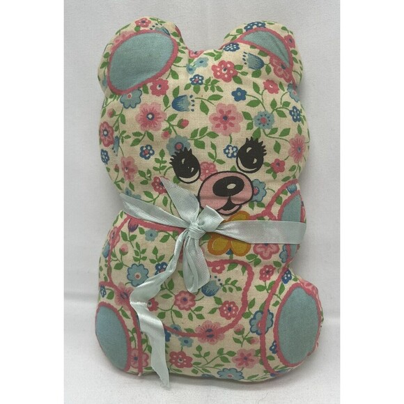 Vintage Fabric Bear pillow home made from pattern Plush Stuffed Animal Toy 7” - Picture 1 of 10